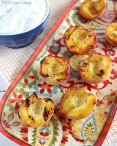 Grilled Peaches with coconut milk and honey