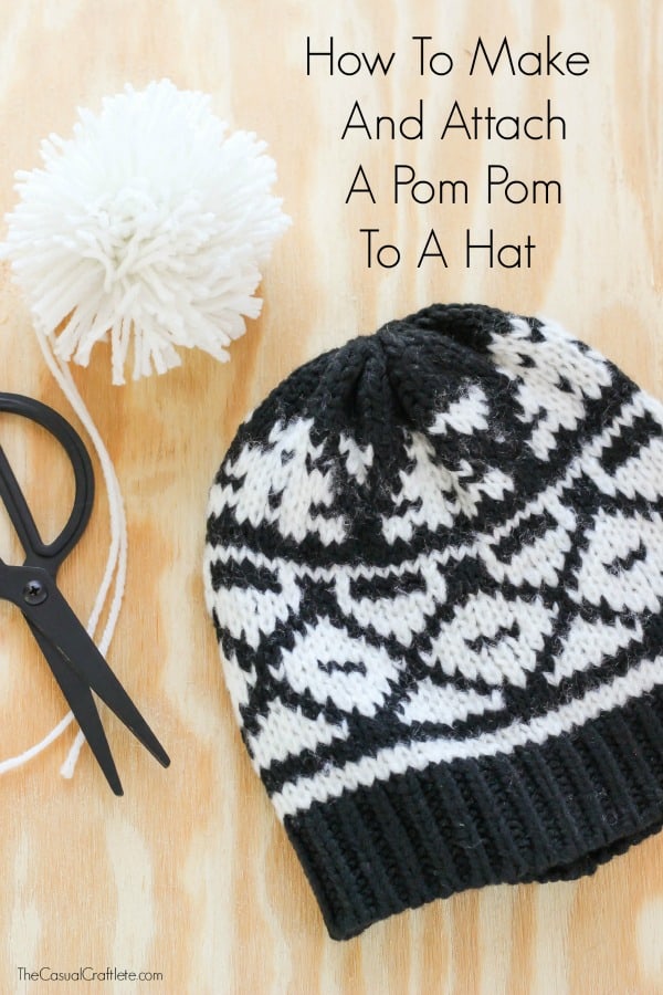 how to make and attach a pom pom to a hat